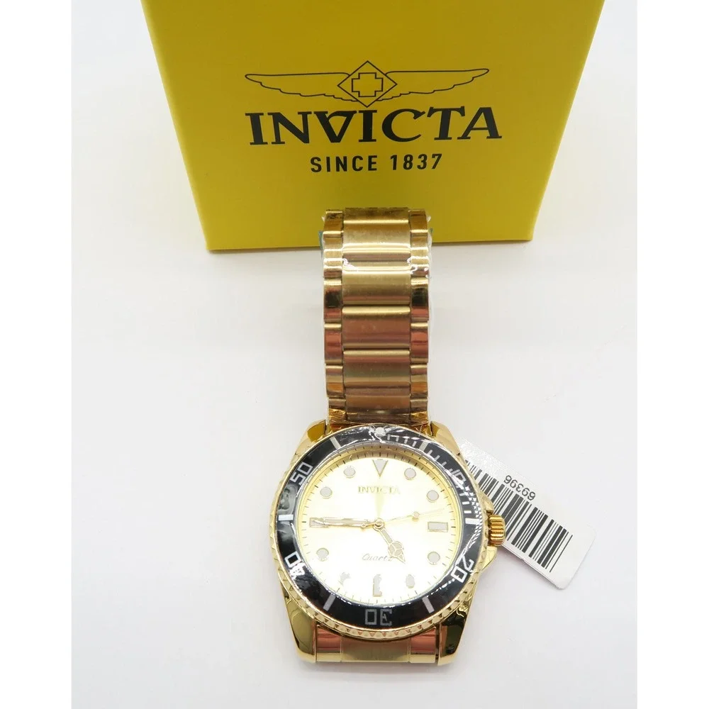 Invicta Pro Diver Vitreos Mens Watch 42mm Gold Tone Stainless Steel 69396 New